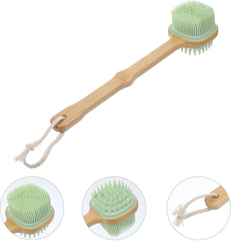 Soft Dual Sided Silicone Back Scrubber With Long Handle And Hanging Rope - Image 3
